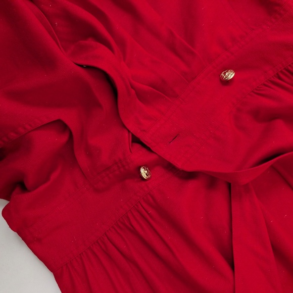 80s Rouie Raw Silk Dress Midi Wrap Asymmetrical Collar Double Breasted Vintage - Picture 4 of 15